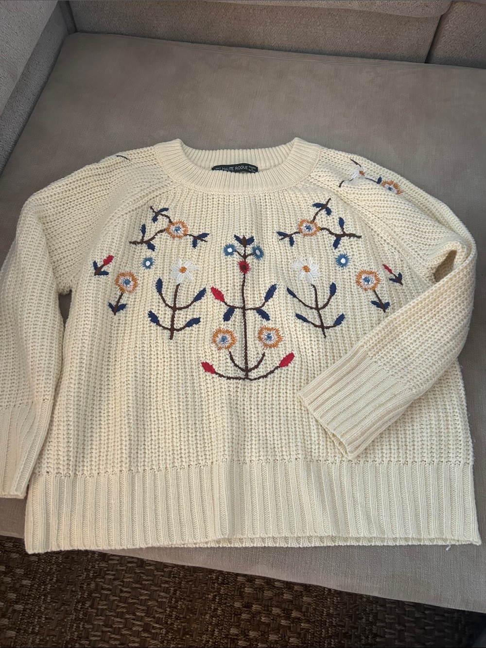 Haute Rogue Gabriela Embroidered Floral Knit Sweater - Women's